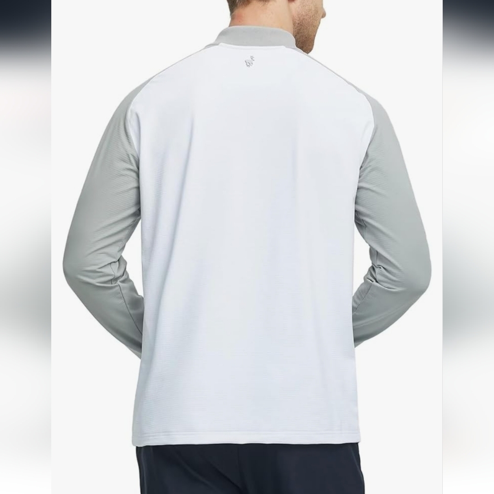 Michel Rouen Men's Performance White and Gray Quarter-Zip Pullover Size XL - Picture 2 of 10